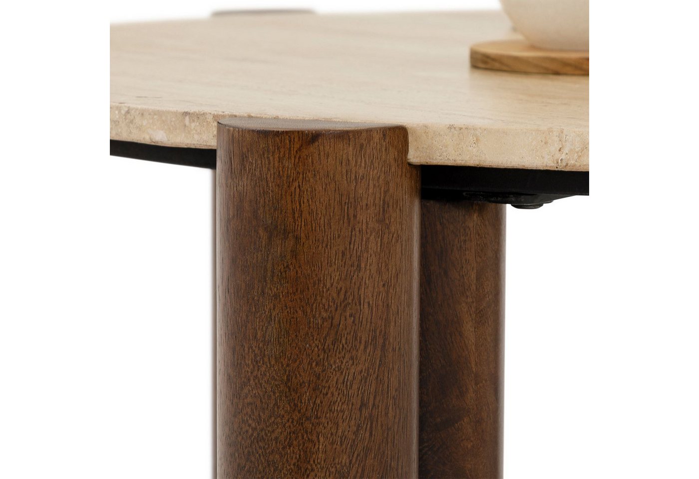 IDIMEX Couchtisch TAPTI, Wohnzimmertisch 80 cm aus Travertin und Mangoholz Braun/Beige – Bild 5 von 5