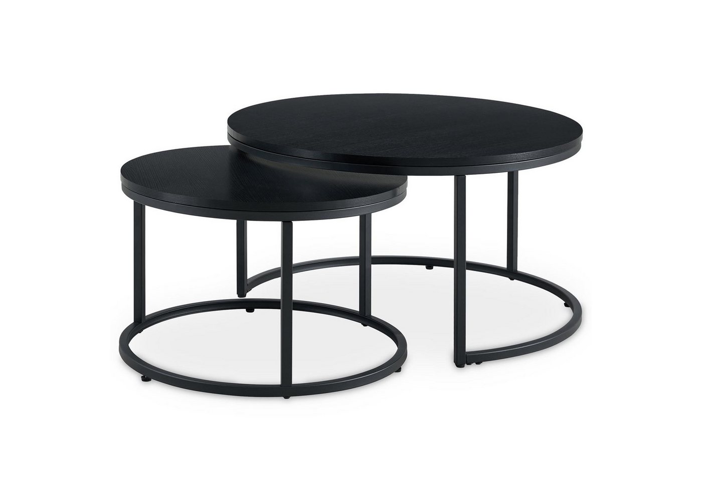 IDIMEX Couchtisch TOURS, Couchtischset 2er Set rund 80/60 cm mit Holz-Dekor Schwarz – Bild 3 von 5