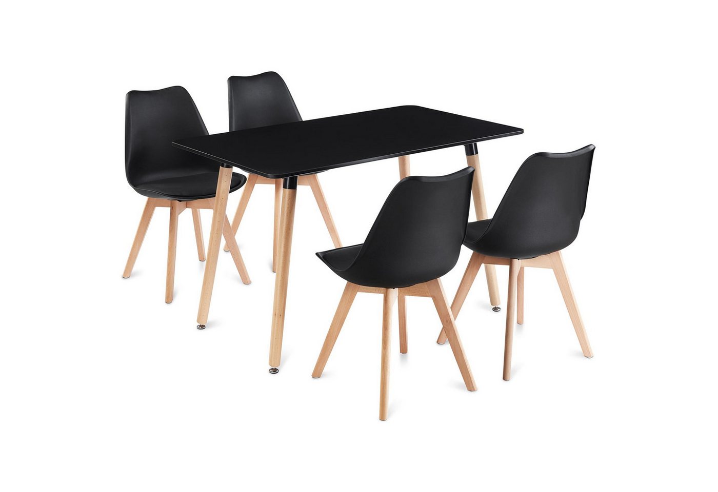 IDIMEX Essgruppe SHANNON ABBY, (5-tlg), Esstisch klein 120x70 cm mit 4 Stühlen skandinavisches Design Schwarz – Bild 2 von 5