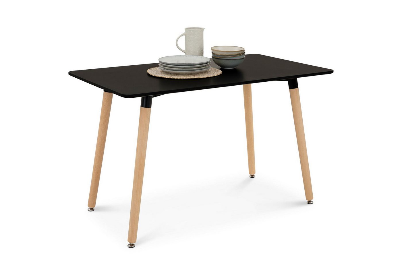 IDIMEX Essgruppe SHANNON ABBY, (5-tlg), Esstisch klein 120x70 cm mit 4 Stühlen skandinavisches Design Schwarz – Bild 3 von 5