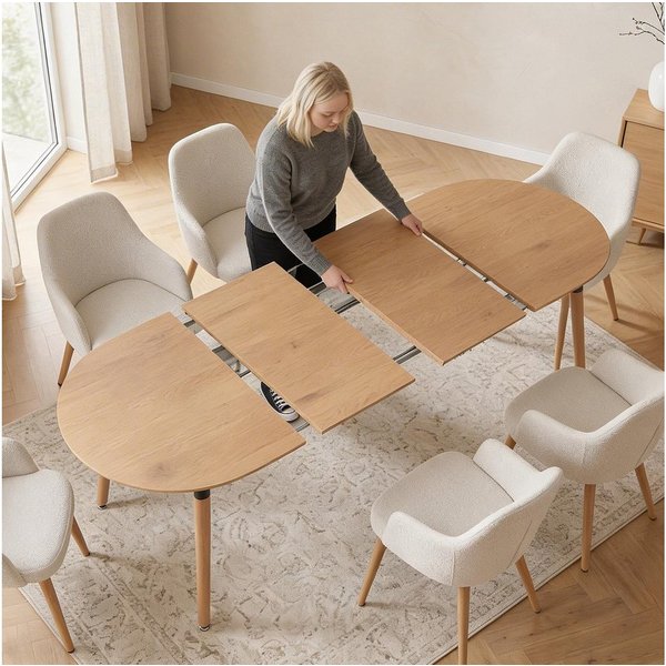 IDIMEX Esstisch LAMISA, Esszimmertisch oval 120-200x80 cm ausziehbare Tischplatte Eiche Dekor
