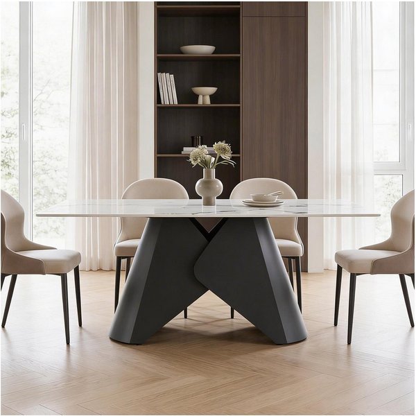 IDIMEX Esstisch LAZIO, Design Tisch 180x90 cm in Marmor-Optik aus Keramik Schwarz/Weiß