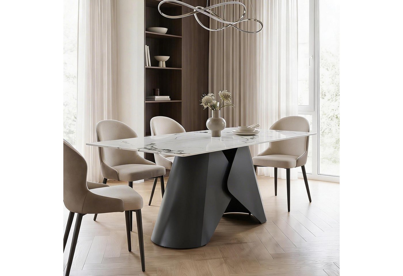 IDIMEX Esstisch LAZIO, Design Tisch 180x90 cm in Marmor-Optik aus Keramik Schwarz/Weiß – Bild 2 von 5