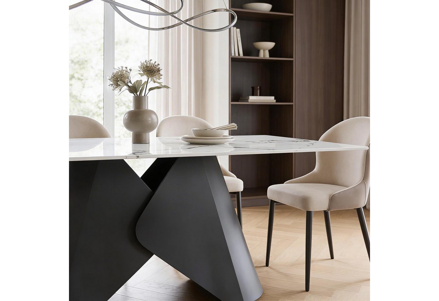 IDIMEX Esstisch LAZIO, Design Tisch 180x90 cm in Marmor-Optik aus Keramik Schwarz/Weiß – Bild 3 von 5