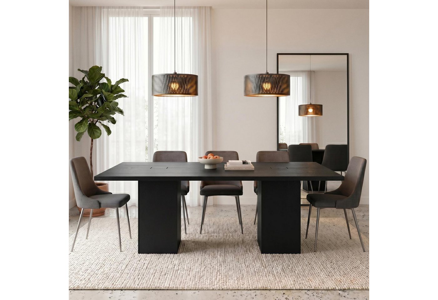 IDIMEX Esstisch MAHO, Esszimmertisch 200x100 cm aus massivem Mangoholz Schwarz – Bild 2 von 5