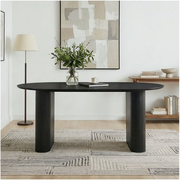 IDIMEX Esstisch MAXIM, moderner Esszimmer 160 x 90 cm Tisch oval mit Lamellen, schwarz