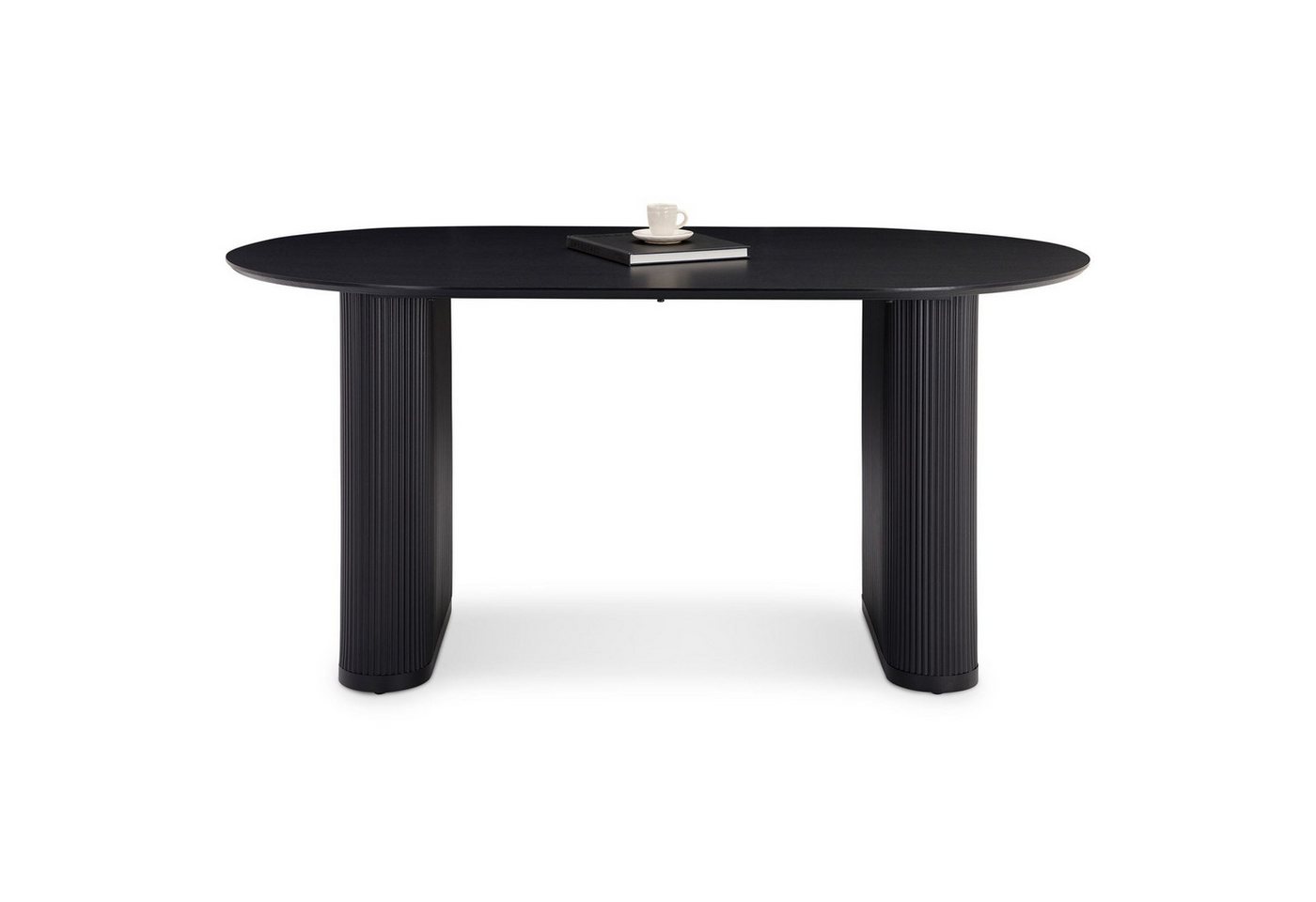 IDIMEX Esstisch MAXIM, moderner Esszimmer 160 x 90 cm Tisch oval mit Lamellen, schwarz – Bild 2 von 5