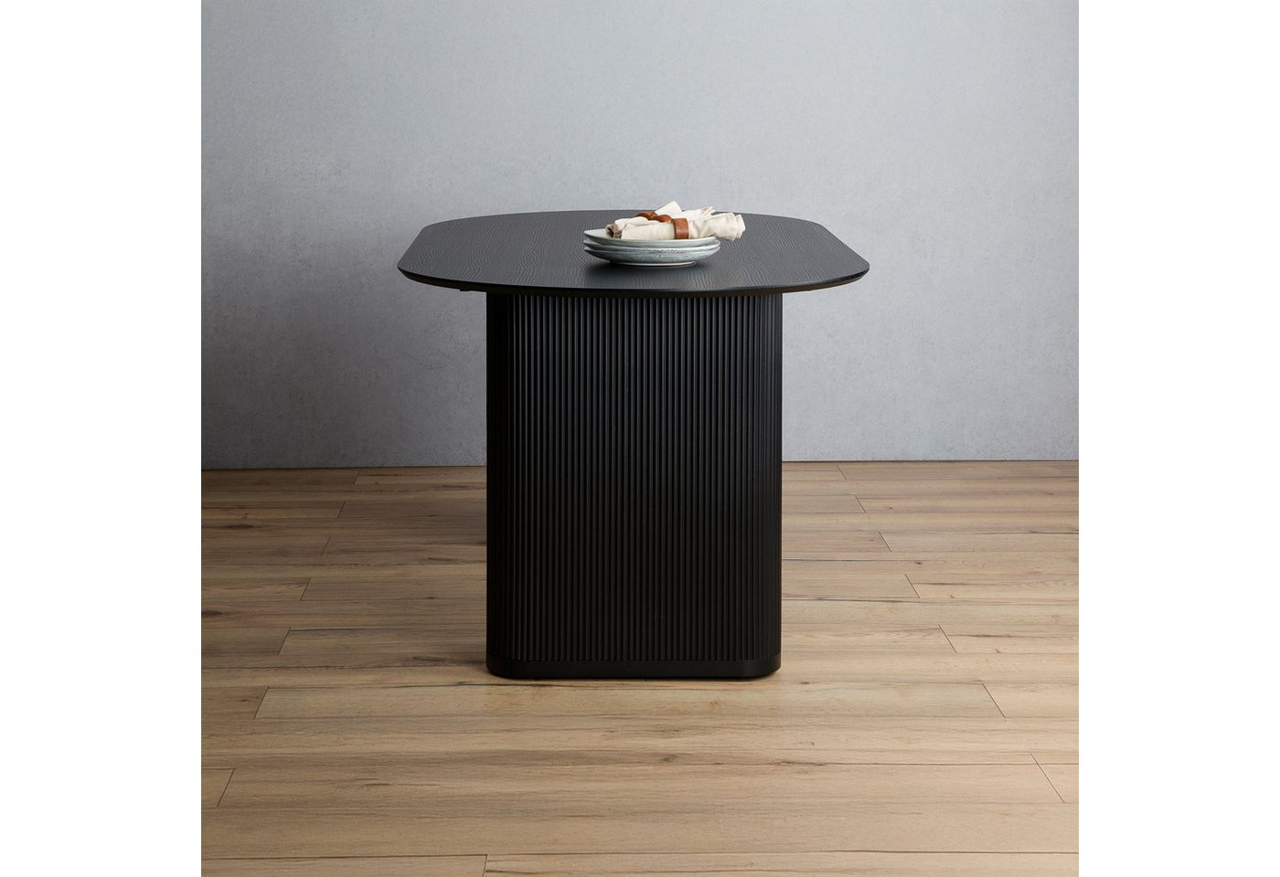 IDIMEX Esstisch MAXIM, moderner Esszimmer 160 x 90 cm Tisch oval mit Lamellen, schwarz – Bild 3 von 5