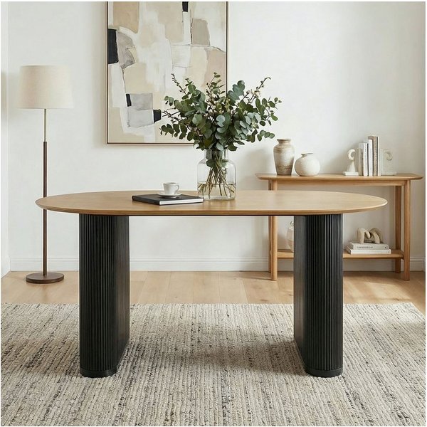 IDIMEX Esstisch MAXIM, moderner Esszimmer 160 x 90 cm Tisch oval mit Lamellen, schwarz/eiche