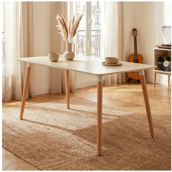 IDIMEX Esstisch SHANNON, Esszimmertisch 120x70 cm mit MDF-Platte und Buchenholzbeinen Cremeweiß