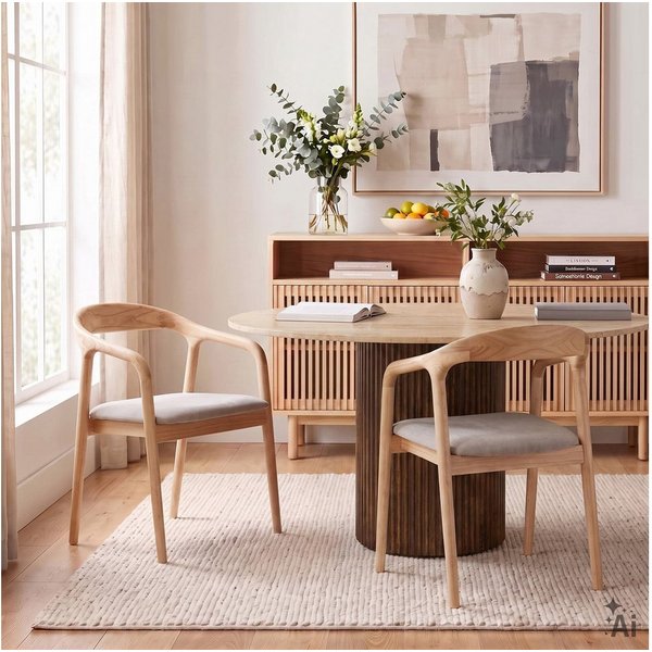 IDIMEX Esszimmerstuhl HARPER (2 St), 2er Set aus Massivholz mit gepolsterter Sitzfläche Skandi Natur/Beige