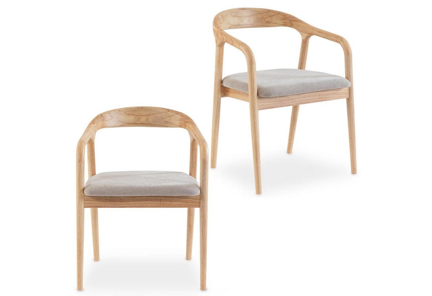 IDIMEX Esszimmerstuhl HARPER (2 St), 2er Set aus Massivholz mit gepolsterter Sitzfläche Skandi Natur/Beige – Bild 3 von 5