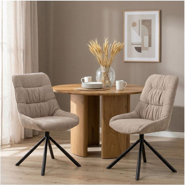 IDIMEX Esszimmerstuhl LIBRA (2 St), Polsterstühle 2er Set drehbar mit hohem Sitzkomfort Grau