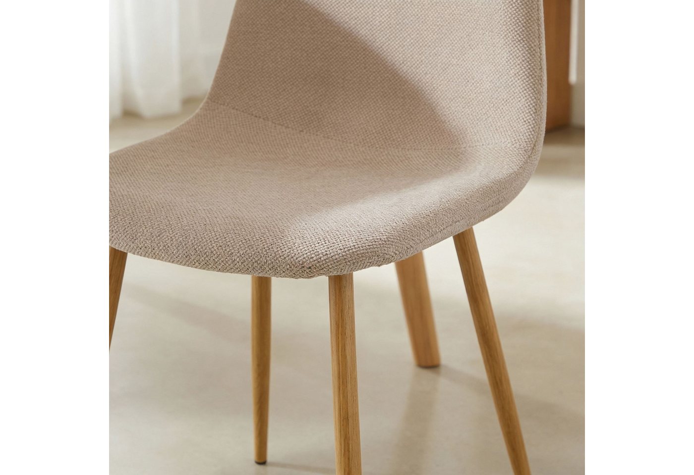 IDIMEX Esszimmerstuhl PUNTA (4 St), Esszimmerstühle im 4er Set mit Stoffbezug Beige – Bild 2 von 5