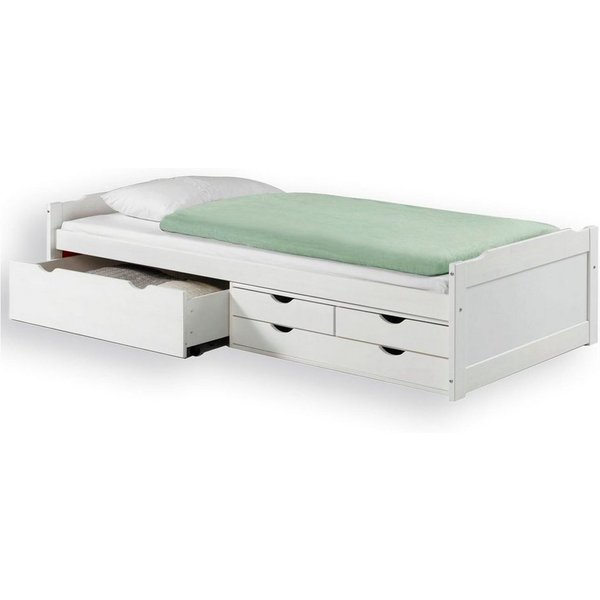 IDIMEX Funktionsbett ANDREA, Bett mit Stauraum Kinderbett Gästebett 4 Schubladen Bett 90x200 cm