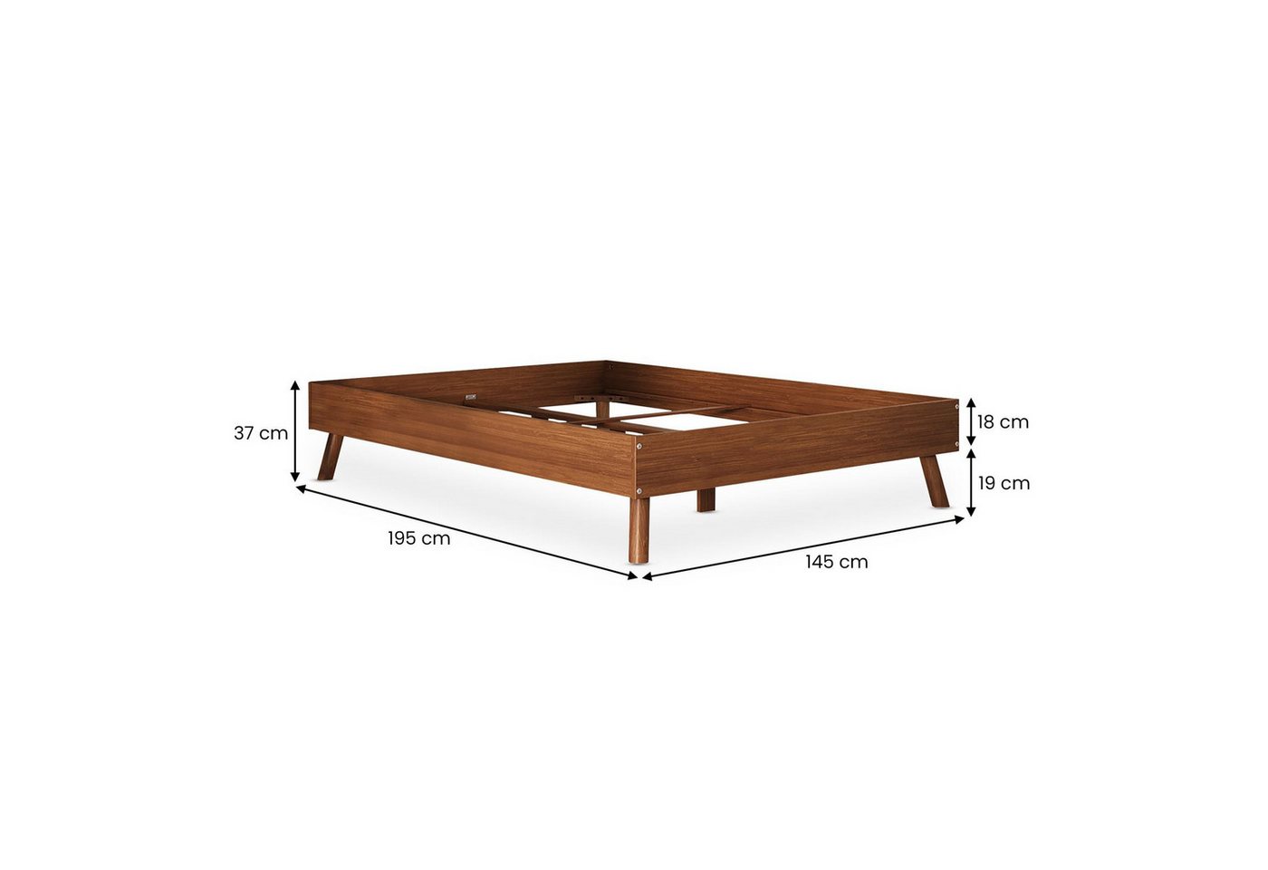 IDIMEX Futonbett KARRI, modernes Massivholzbett 140x190cm Kastanien farben – Bild 4 von 4