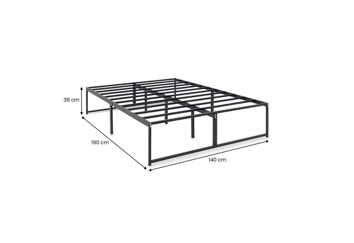 IDIMEX Futonbett SOVE, Bettgestell 140x190 cm aus Metall mit minimalistischem Design Schwarz – Bild 4 von 4