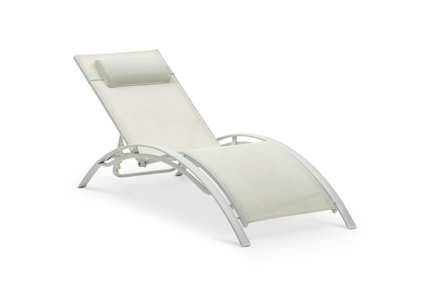 IDIMEX Gartenliege RELAX, Relaxliege mit Kissen Aluminiumgestell Textillehne & Kissen Cremeweiß – Bild 2 von 5