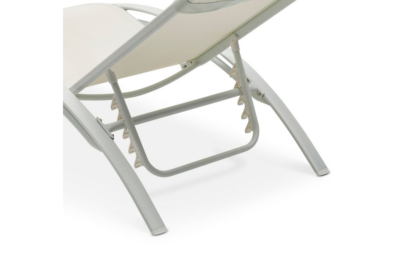 IDIMEX Gartenliege RELAX, Relaxliege mit Kissen Aluminiumgestell Textillehne & Kissen Cremeweiß – Bild 5 von 5