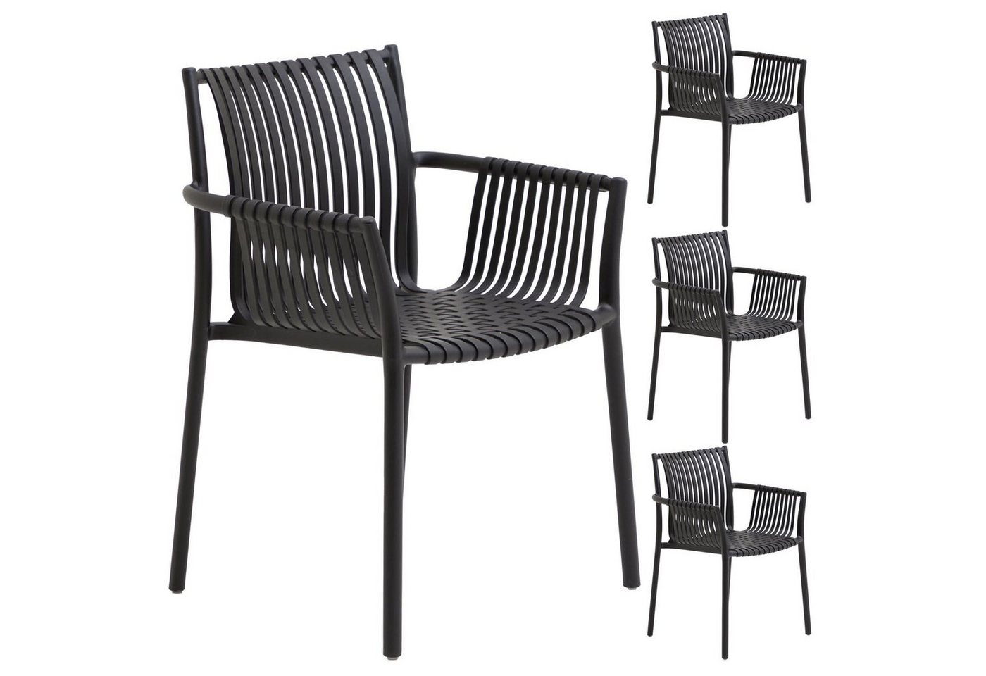 IDIMEX Gartenstuhl OLEA (4 St), Outdoor Stühle für 4 Personen UV-beständig modern Schwarz – Bild 2 von 5