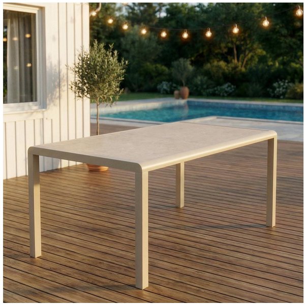 IDIMEX Gartentisch TRAPANI, Gartentisch 160x90 cm mit Aluminiumgestell und Stein-Glasplatte Beige
