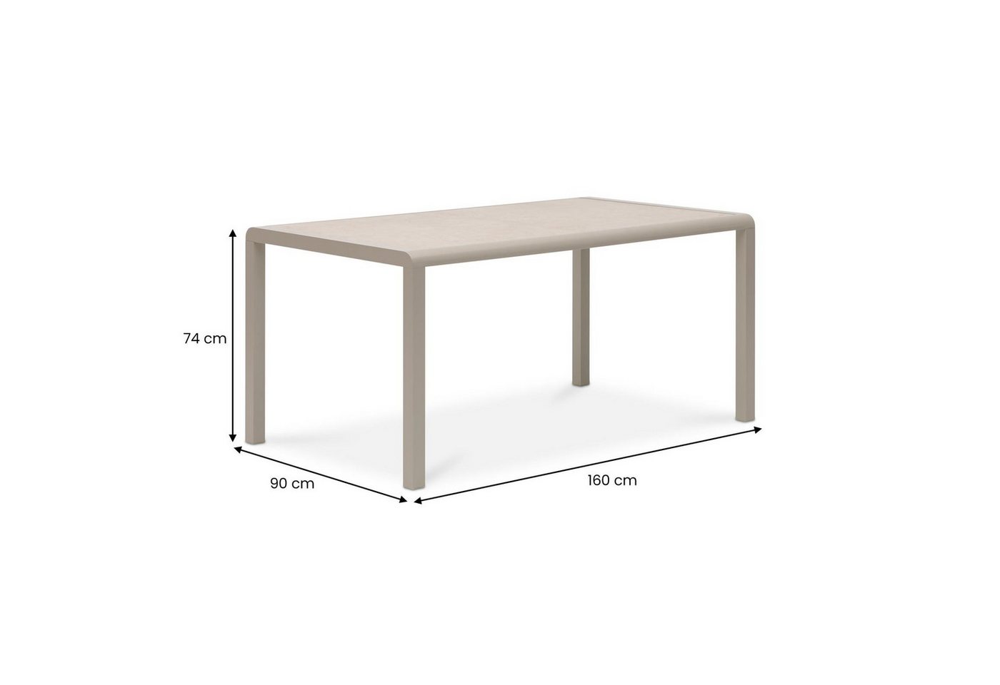 IDIMEX Gartentisch TRAPANI, Gartentisch 160x90 cm mit Aluminiumgestell und Stein-Glasplatte Beige – Bild 5 von 5