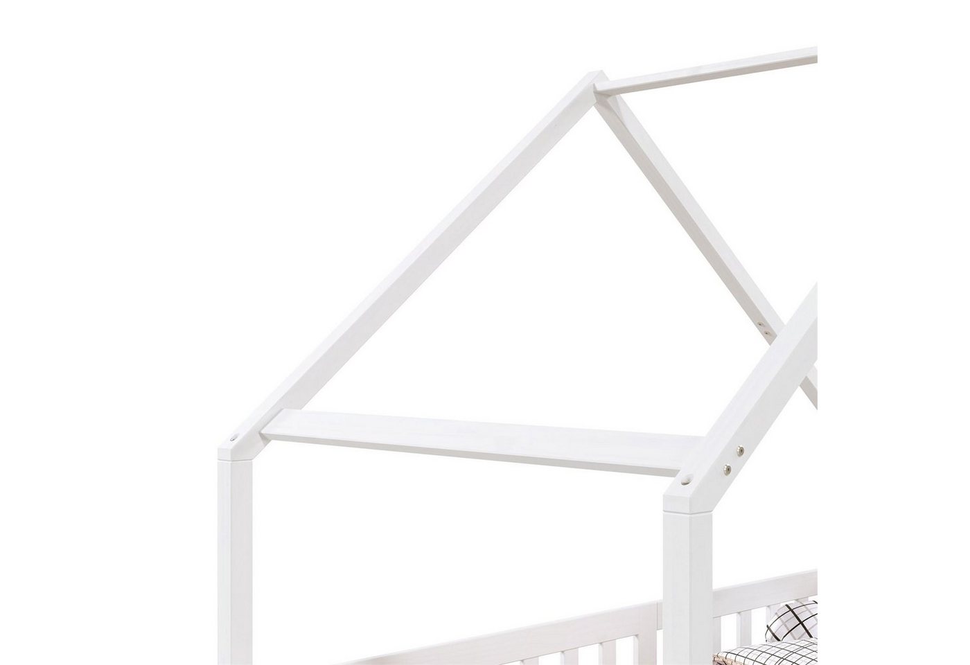 IDIMEX Hausbett CORA, Kinderbett 90x200 cm mit Rausfallschutz Montessori Bodenbett Weiß – Bild 4 von 5