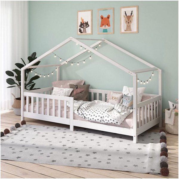 IDIMEX Hausbett LISAN, Hausbett Tipibett Kinderbett Montessori Bett massive Kiefer 90 x 200