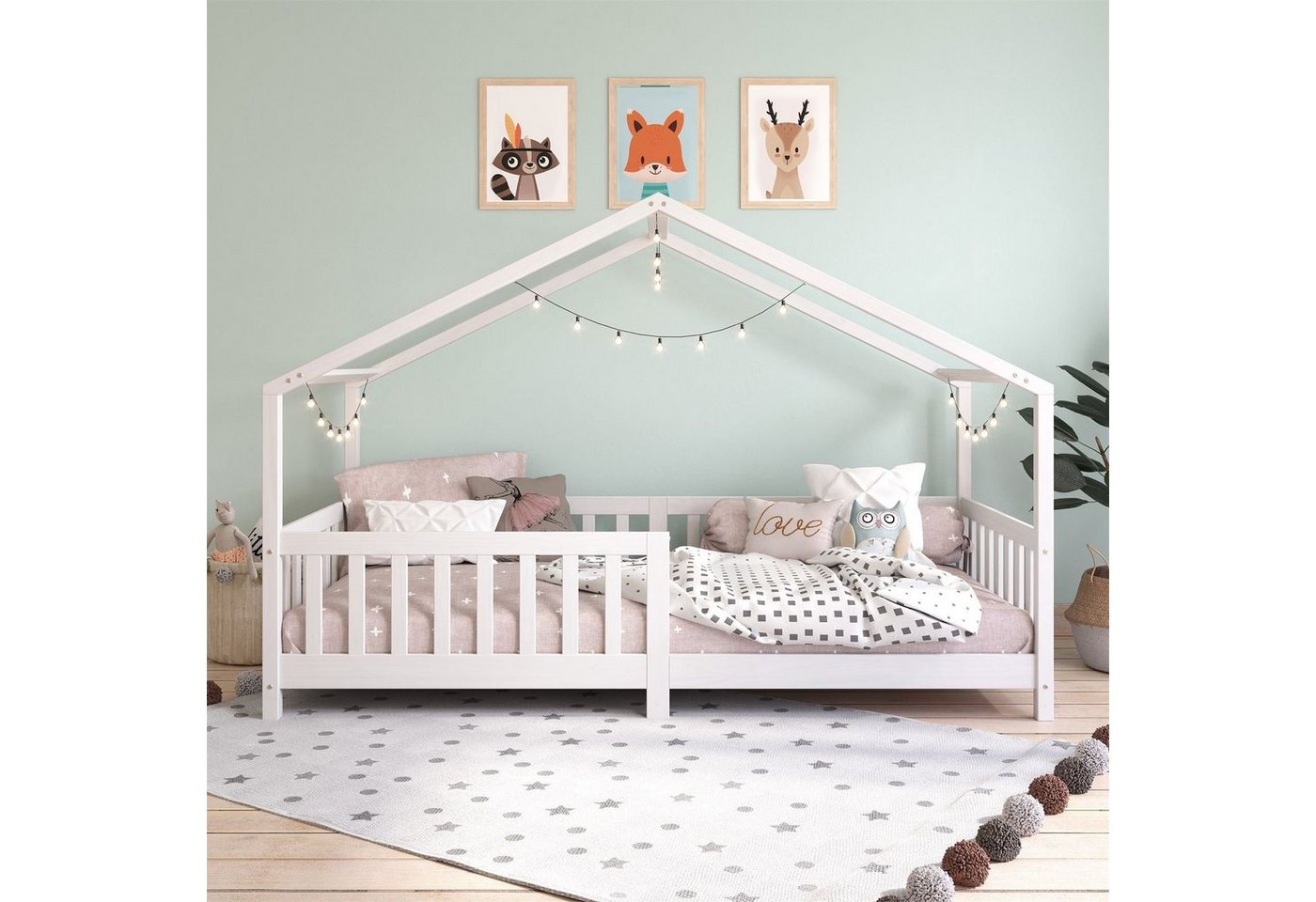 IDIMEX Hausbett LISAN, Hausbett Tipibett Kinderbett Montessori Bett massive Kiefer 90 x 200 – Bild 2 von 5
