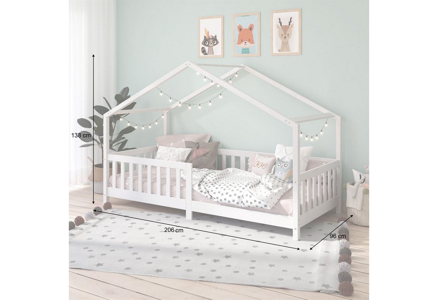 IDIMEX Hausbett LISAN, Hausbett Tipibett Kinderbett Montessori Bett massive Kiefer 90 x 200 – Bild 3 von 5