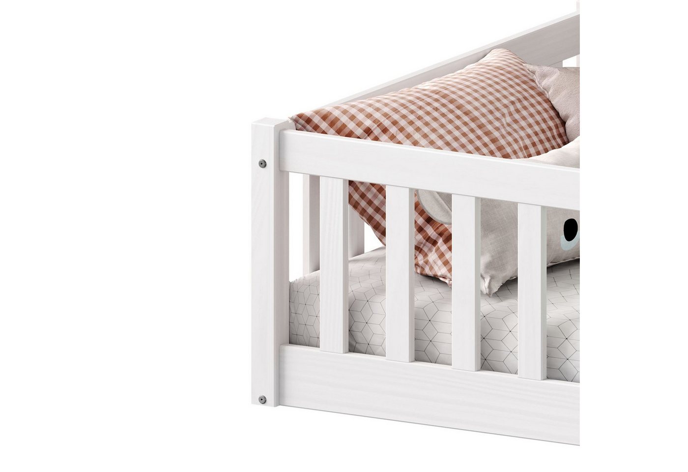 IDIMEX Kinderbett GUSTAVO, Bodenbett GUSTAVO 90x190cm mit Rausfallschutz, massive Kiefer- weiß – Bild 3 von 5