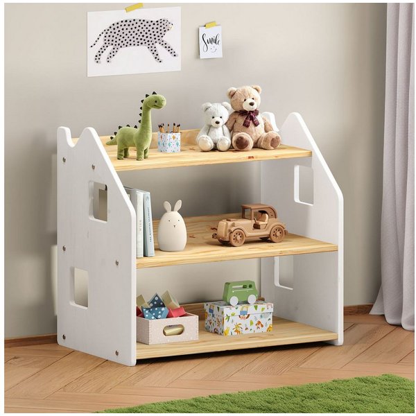 IDIMEX Kinderregal YASMIN, Bücherregal, Montessori Spielzeugregal Kinderzimmer Regal aus Massivho