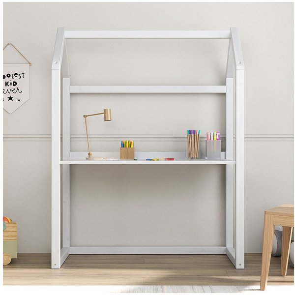 IDIMEX Kinderschreibtisch TINA, Kinderzimmer Schreibtisch höhenverstellbar im Haus-Design weiß