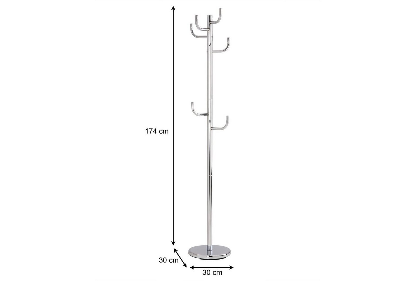 IDIMEX Kleiderständer MILA, Kleiderständer Standgarderobe Kleiderhaken in schwarz grau oder weiss – Bild 5 von 5