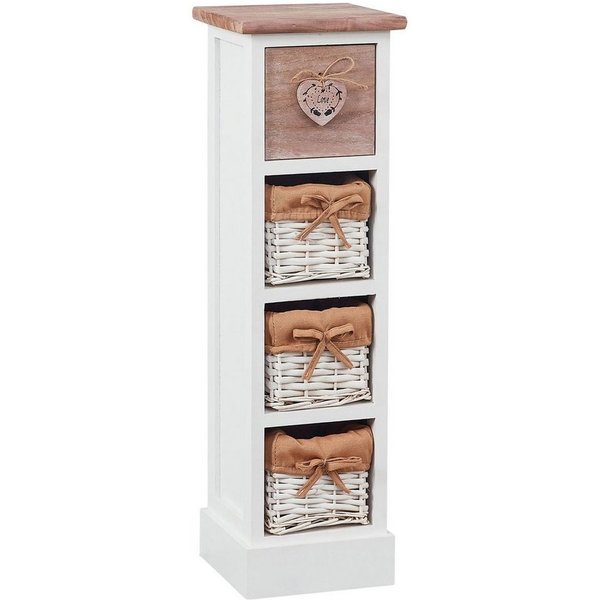 IDIMEX Kommode FLOWER, Standregal Blumen Regal Kommode weiß/braun 1 Schublade und 3 Körben La