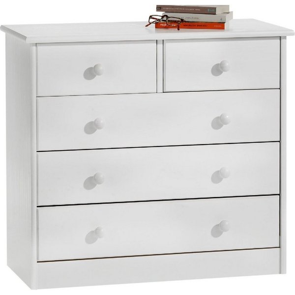 IDIMEX Kommode RONDO, Kommode Anrichte Sideboard mit 5 Schubladen Kiefer massiv lackiert in