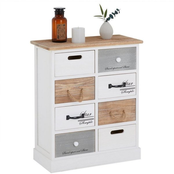 IDIMEX Kommode SALVA, Schubladenschrank, Flurkommode mit 8 Schubladen Holz Shabby Chic weiß