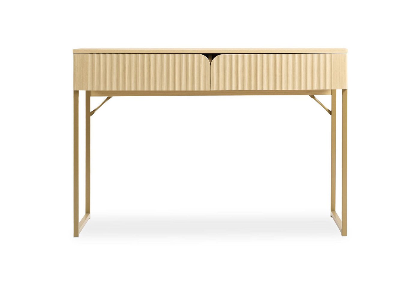 IDIMEX Konsolentisch FRIBO, Schminktisch mit Rillenfront Metallgestell und 2 Schubladen eiche/gold – Bild 4 von 5