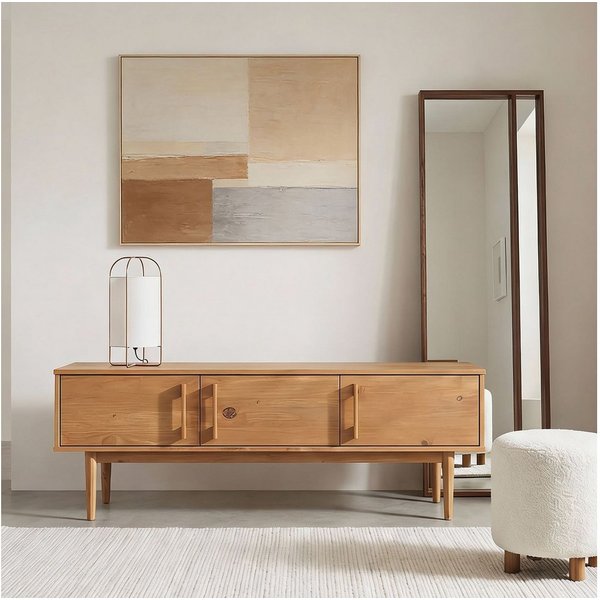 IDIMEX Lowboard TECCA, Sideboard mit 3 Türen aus Massivholz Kiefer Eiche Finish