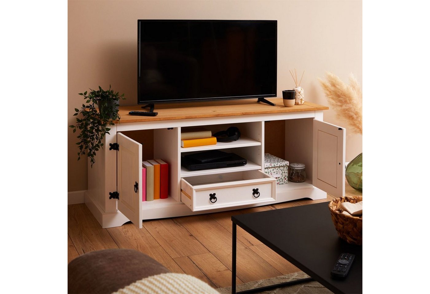 IDIMEX Lowboard TEQUILA, Lowboard TV-Board Fernsehtisch Kiefer 2 – Bild 3 von 5