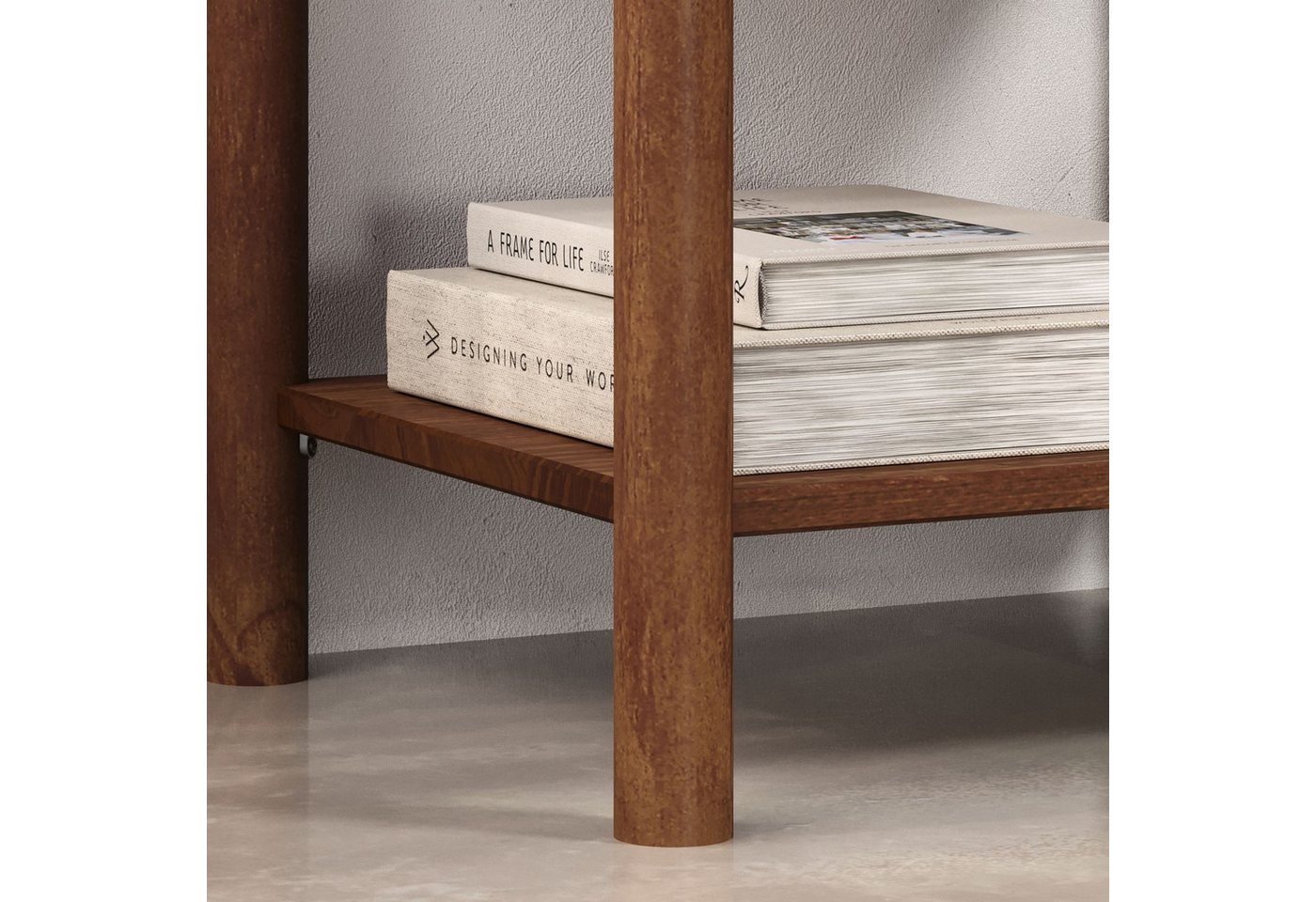 IDIMEX Nachttisch CEFIRA, aus Massivholz, Schublade mit Rattan und Ablagefach Kastanie Finish – Bild 5 von 5