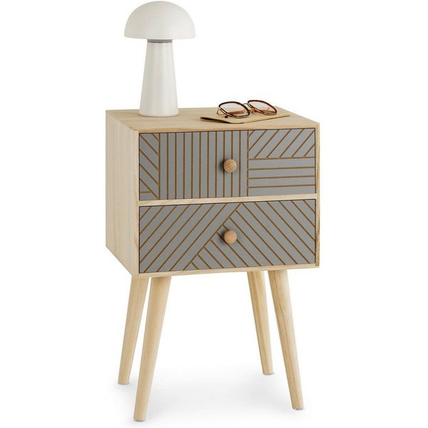 IDIMEX Nachttisch PELO, Nachttisch aus Holz Nachtkommode Nachtkasten mit 2 Schubladen und Zier