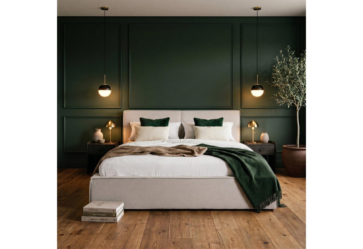 IDIMEX Polsterbett CALM, Doppelbett 180x200 cm in Leinenoptik inkl Lattenrost und Kopfteil grau – Bild 3 von 5