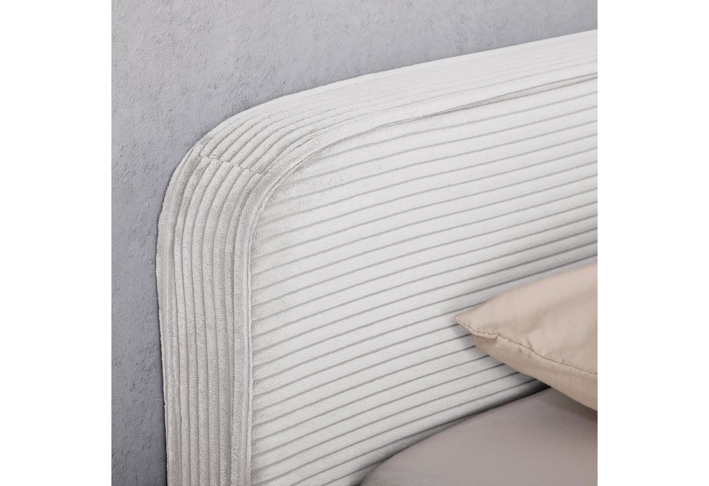 IDIMEX Polsterbett CURSIO, Doppelbett 140x200 cm mit Lattenrost in Cord-Optik Off-White – Bild 3 von 5