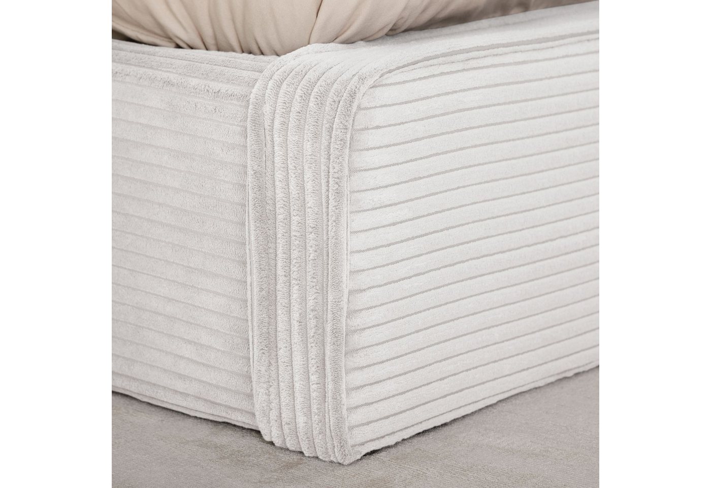 IDIMEX Polsterbett CURSIO, Doppelbett 140x200 cm mit Lattenrost in Cord-Optik Off-White – Bild 5 von 5