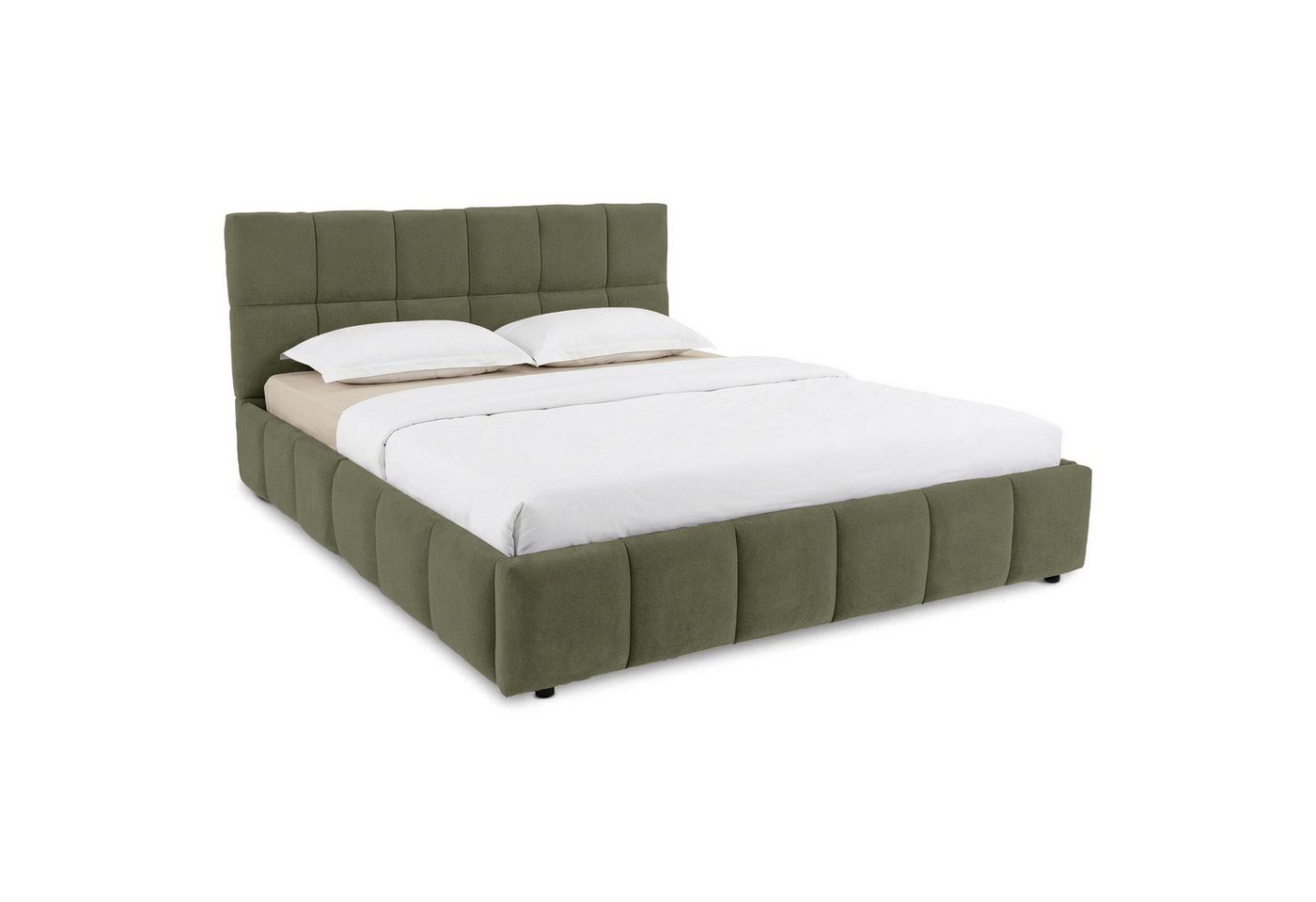 IDIMEX Polsterbett EMILIA, 140x200 cm mit Lattenrost und gepolsterter Steppung Webstoff Grün – Bild 3 von 5