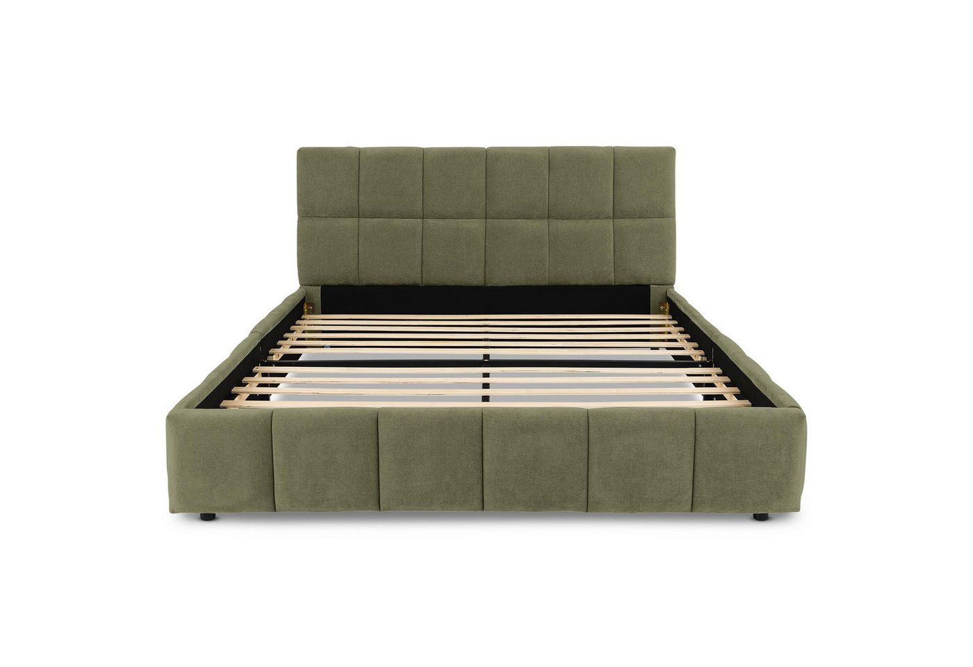 IDIMEX Polsterbett EMILIA, 140x200 cm mit Lattenrost und gepolsterter Steppung Webstoff Grün – Bild 4 von 5