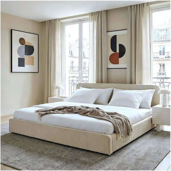 IDIMEX Polsterbett LATINI, Bett 160x200 cm mit höhenverstellbarem Kopfteil und Lattenrost Beige