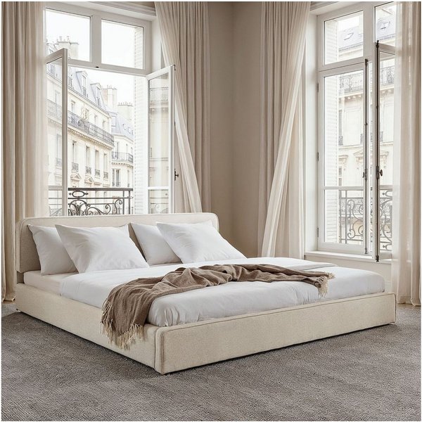 IDIMEX Polsterbett LATINI, Bett 160x200 cm mit Kopfteil höhenverstellbar und Lattenrost Cremeweiß