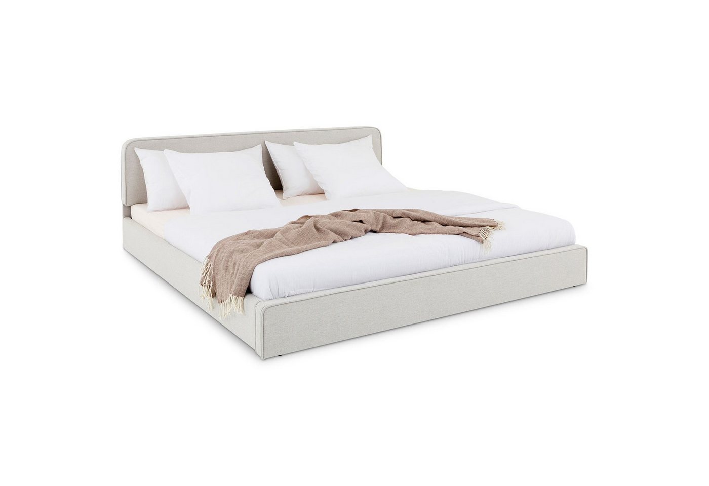 IDIMEX Polsterbett LATINI, Bett 160x200 cm mit Kopfteil höhenverstellbar und Lattenrost Hellgrau – Bild 3 von 5